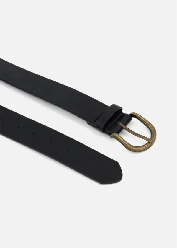 Burnished Buckle Jeans Belt (Black)