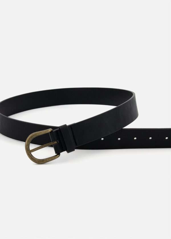 Burnished Buckle Jeans Belt (Black)