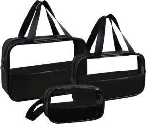Minimalistic Toiletry/Cosmetic Travel Bag - 3 Piece Set(Black)