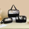 Minimalistic Toiletry/Cosmetic Travel Bag - 3 Piece Set(Black)