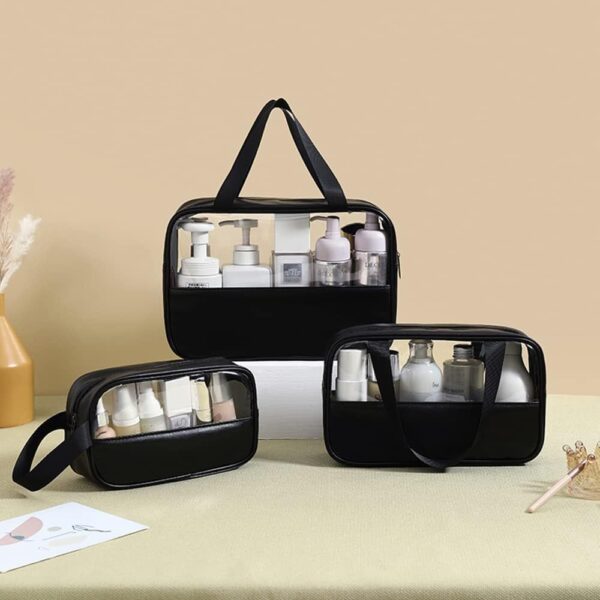 Minimalistic Toiletry/Cosmetic Travel Bag - 3 Piece Set(Black)