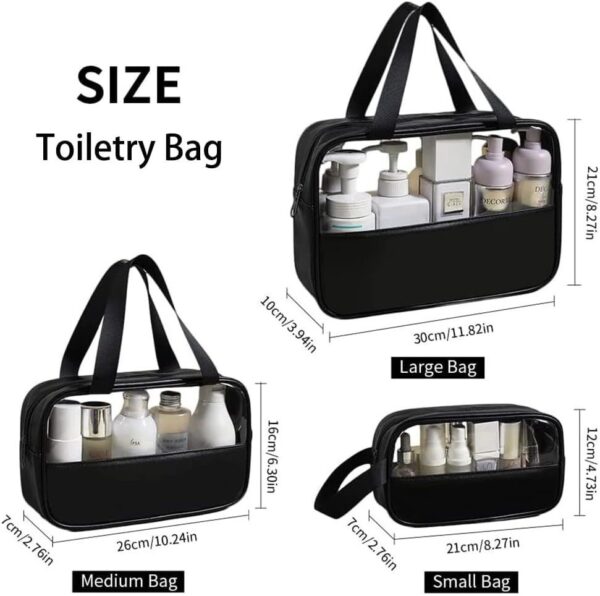 Minimalistic Toiletry/Cosmetic Travel Bag - 3 Piece Set(Black)