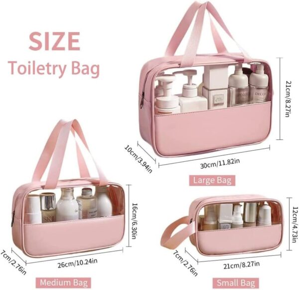 Minimalistic Toiletry/Cosmetic Travel Bag - 3 Piece Set(Pink)