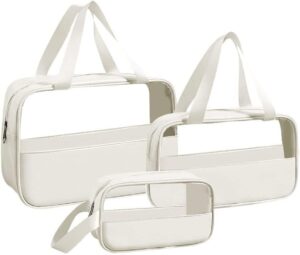 Minimalistic Toiletry/Cosmetic Travel Bag – 3 Piece Set(White)