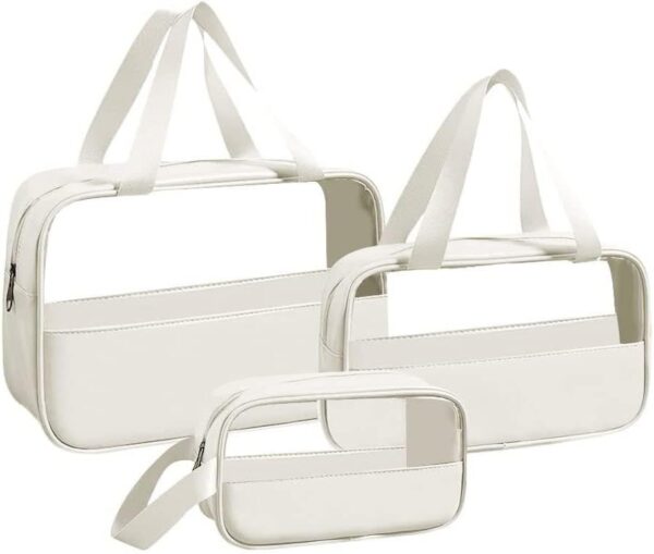 Minimalistic Toiletry/Cosmetic Travel Bag – 3 Piece Set(White)